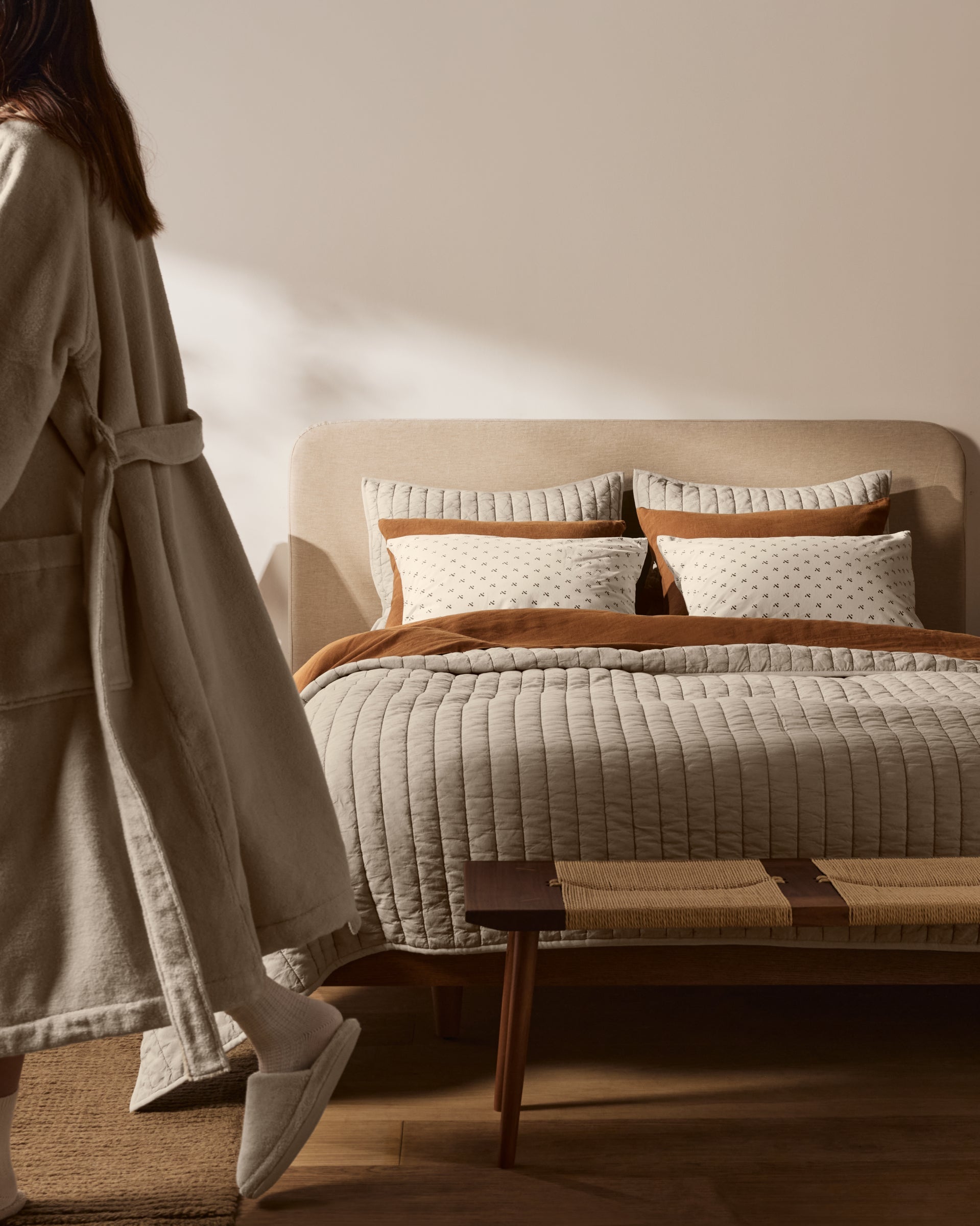 Garment Dyed Channel Sham Set (Bone)