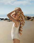 Capri Check Beach Towel (Marigold with Natural)