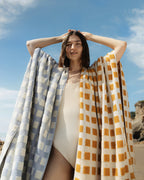 4x Capri Check Towel Bundle - Sky with Natural