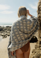 4x Capri Check Towel Bundle - Sky with Natural