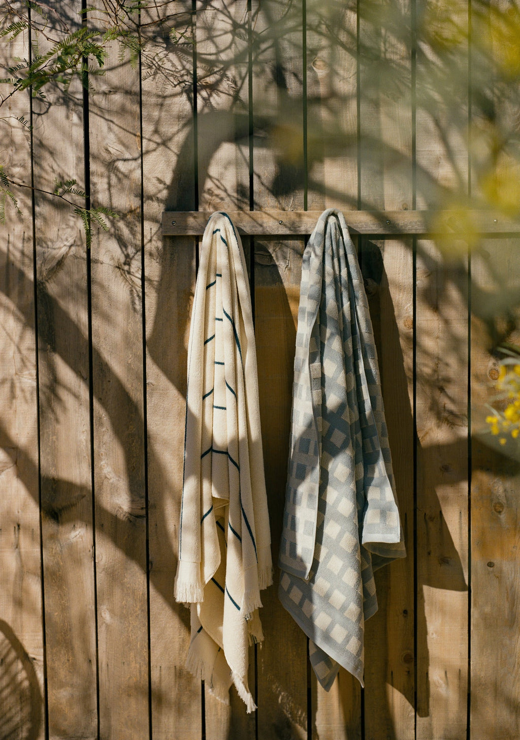 Capri Check Beach Towel (Sky with Natural)