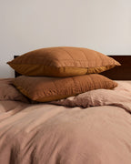 Linen Box Quilted Sham Set (Tobacco)