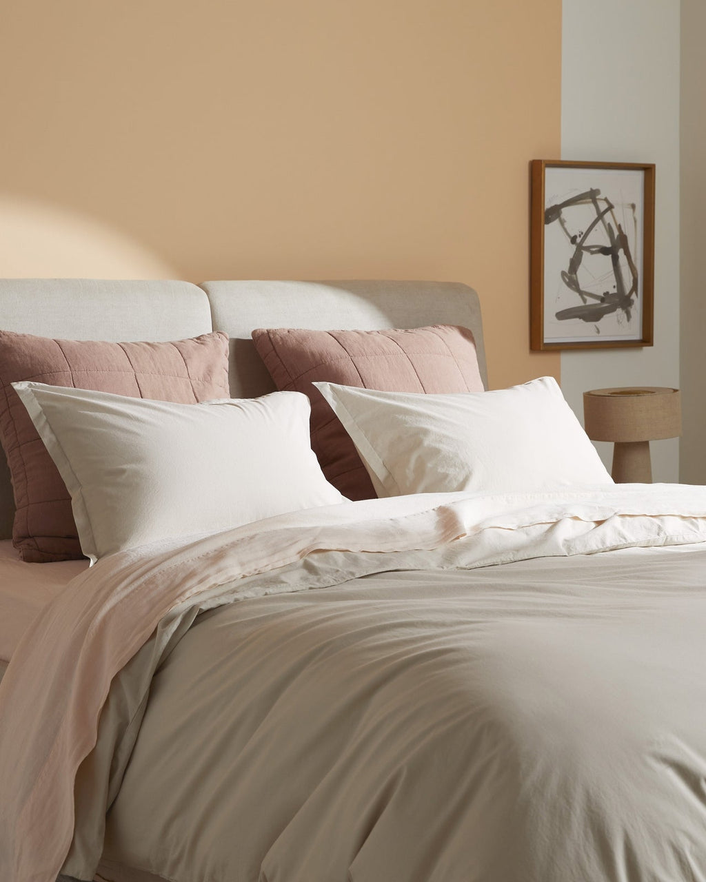 Brushed Cotton Duvet Cover Set - Bone K/CK