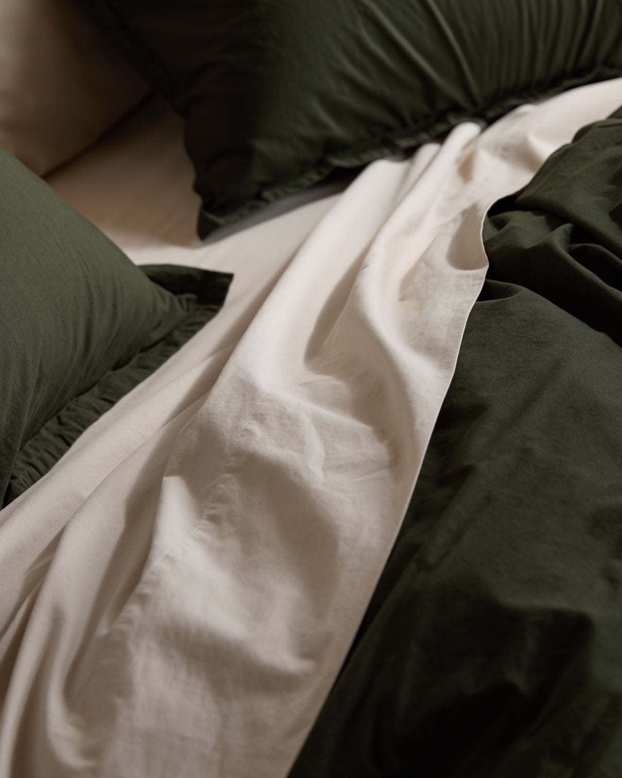 Brushed Cotton Duvet Cover Set - Evergreen F/Q