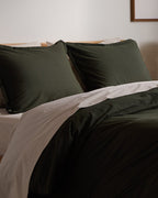 Brushed Cotton Duvet Cover Set - Evergreen F/Q