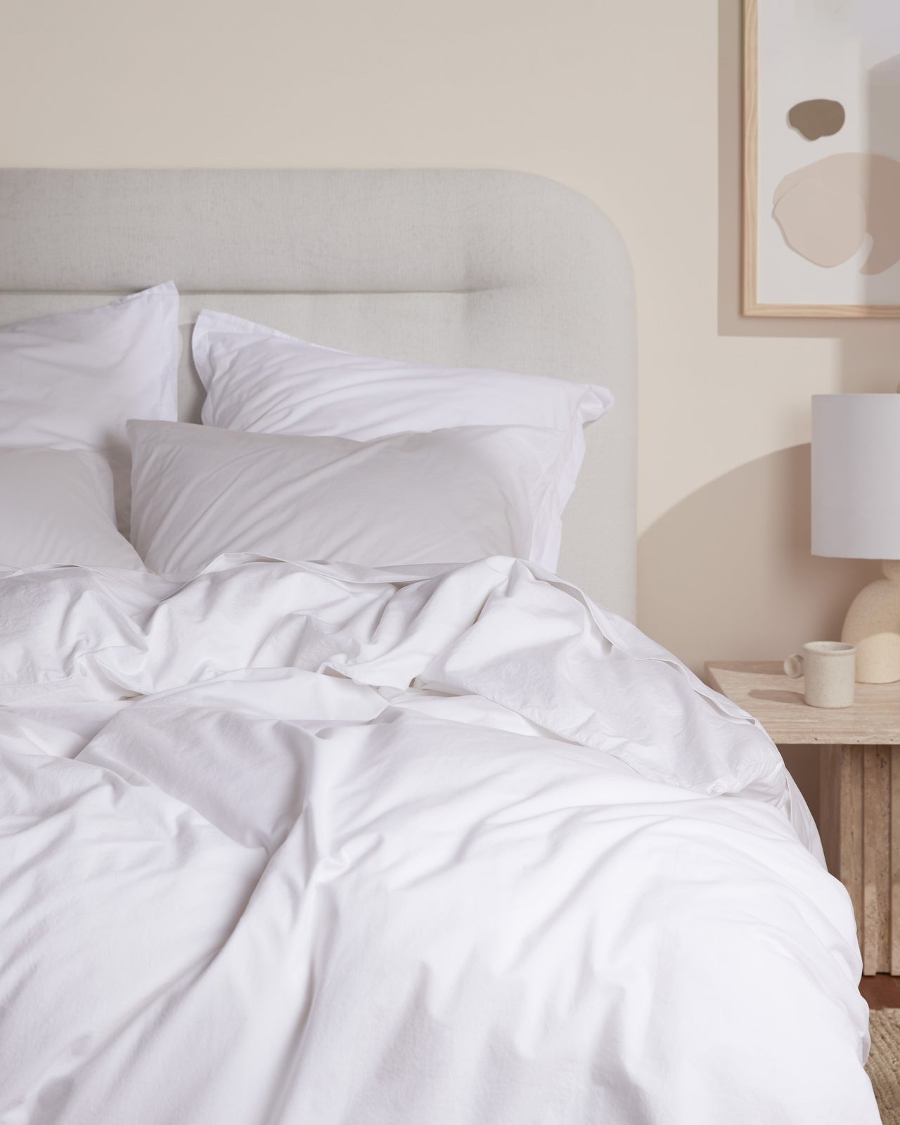 Brushed Cotton Duvet Cover Set - White K/CK