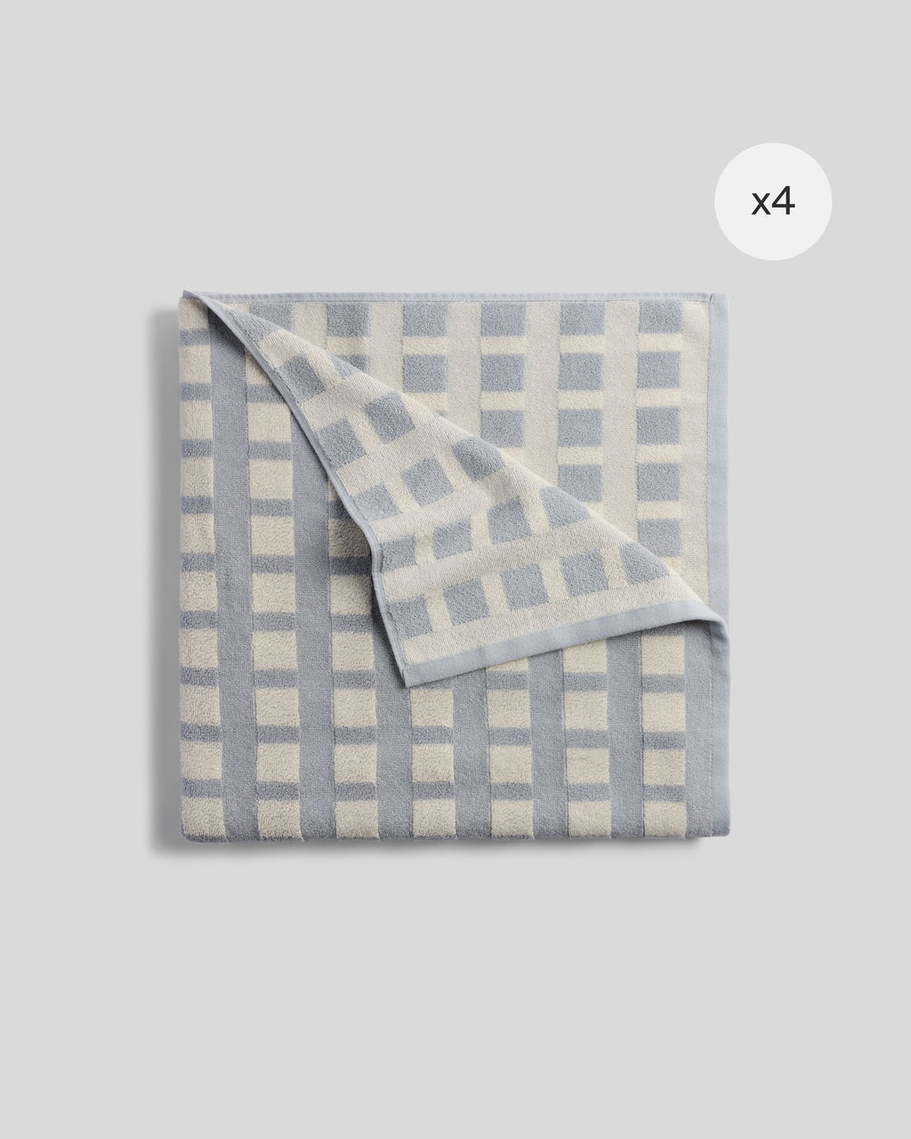 4x Capri Check Towel Bundle - Sky with Natural