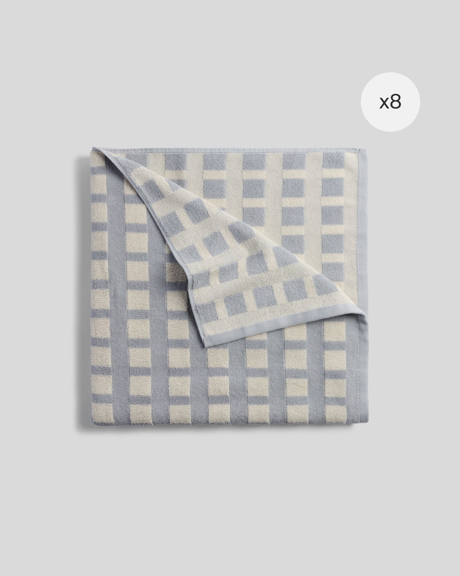 8x Capri Check Towel Bundle - Sky with Natural