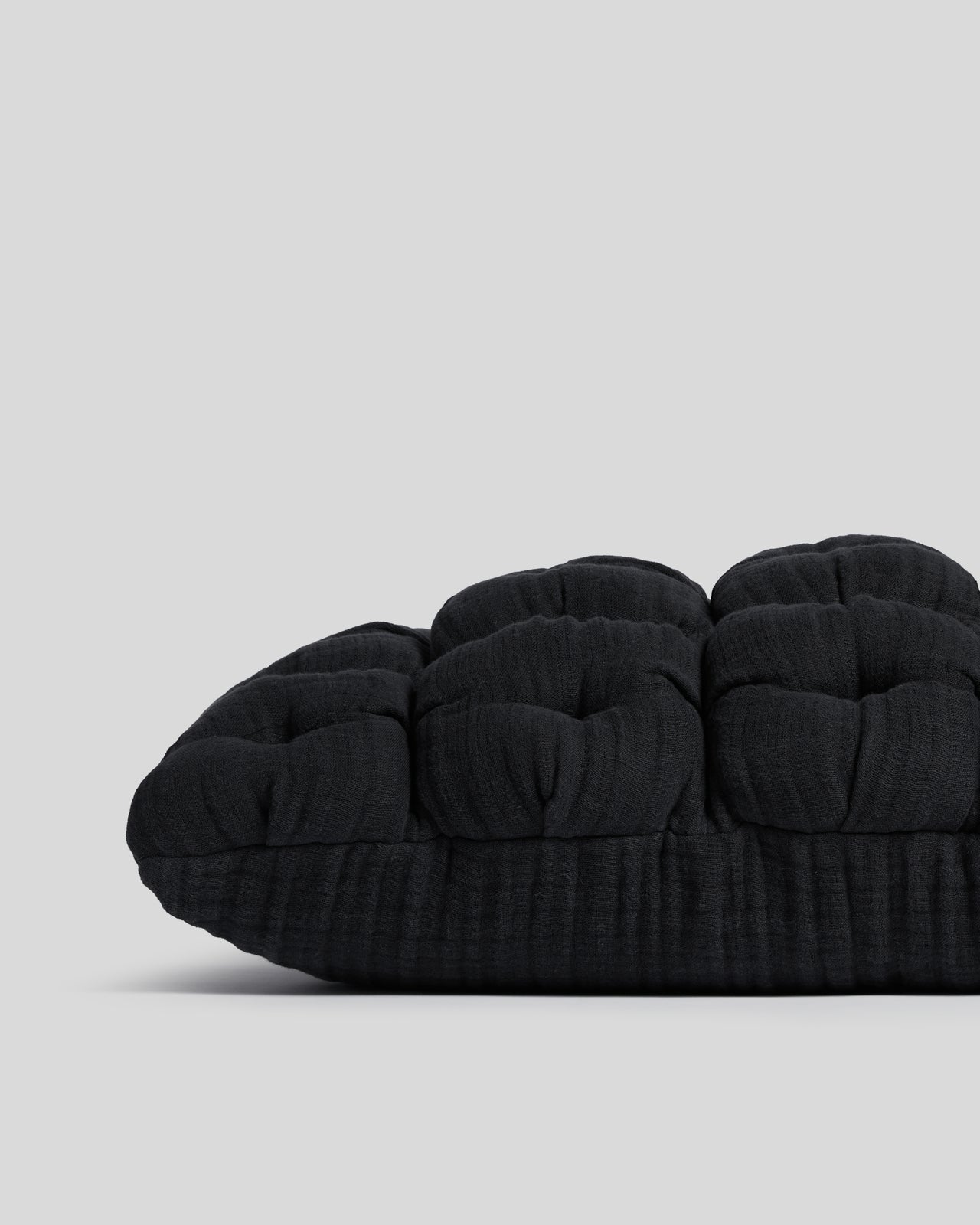 Cloud Linen Puff Lumbar Pillow Cover - FINAL SALE (Soft Black)