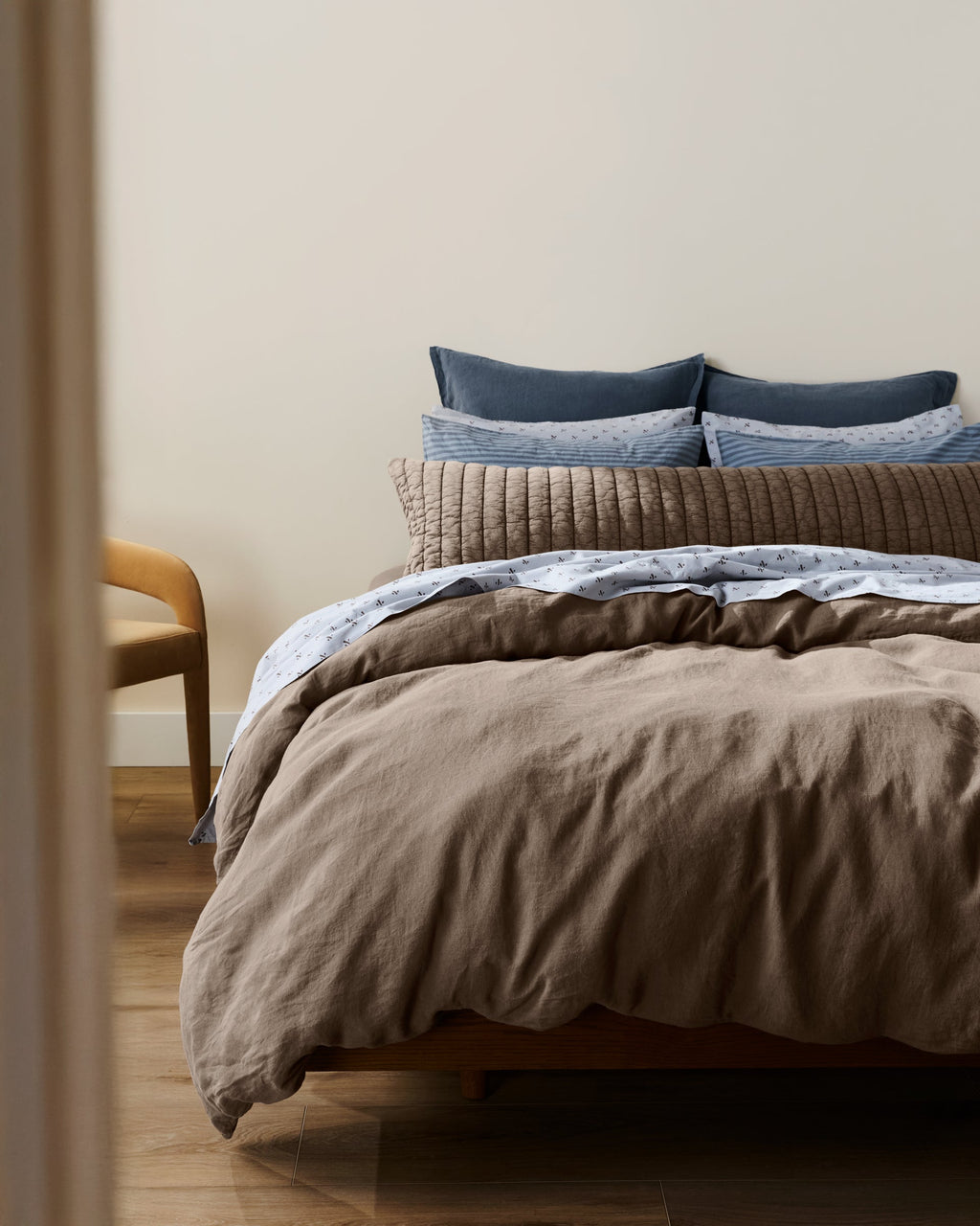 Garment Dyed Channel Body Pillow Cover (Warm Grey)