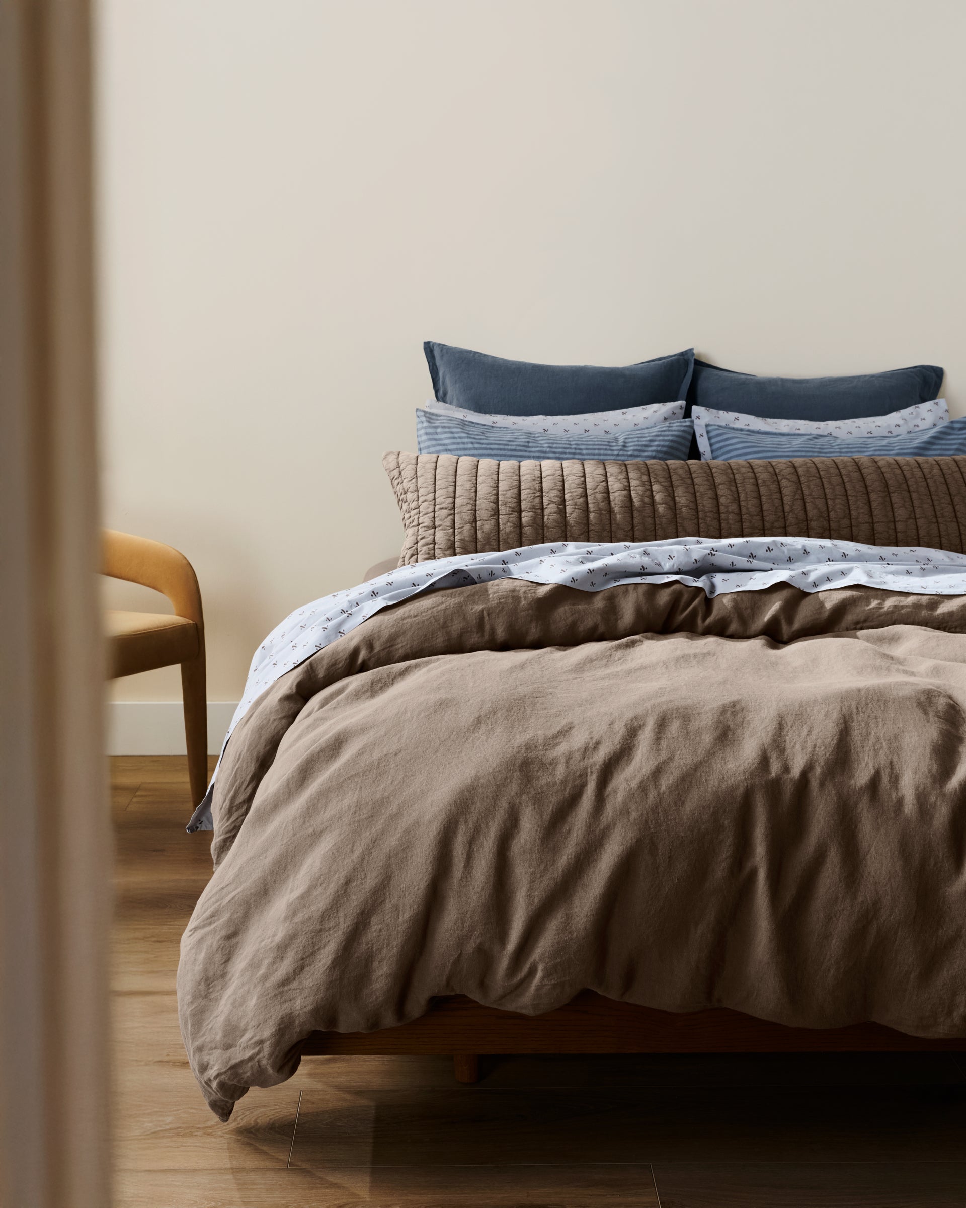 Garment Dyed Channel Body Pillow Cover (Warm Grey)