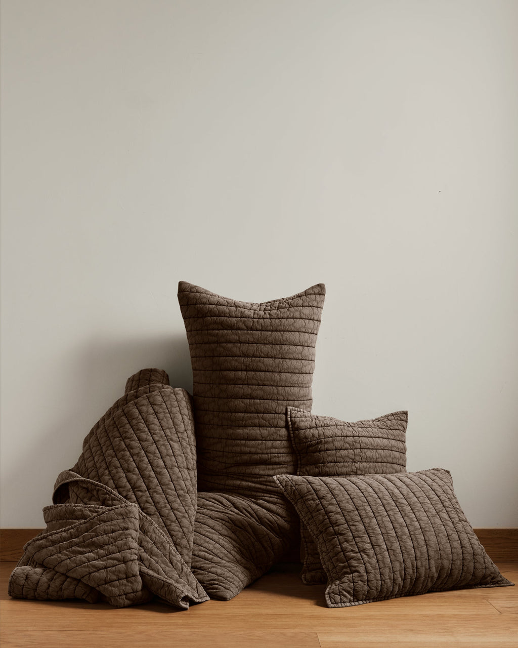 Garment Dyed Channel Body Pillow Cover (Warm Grey)