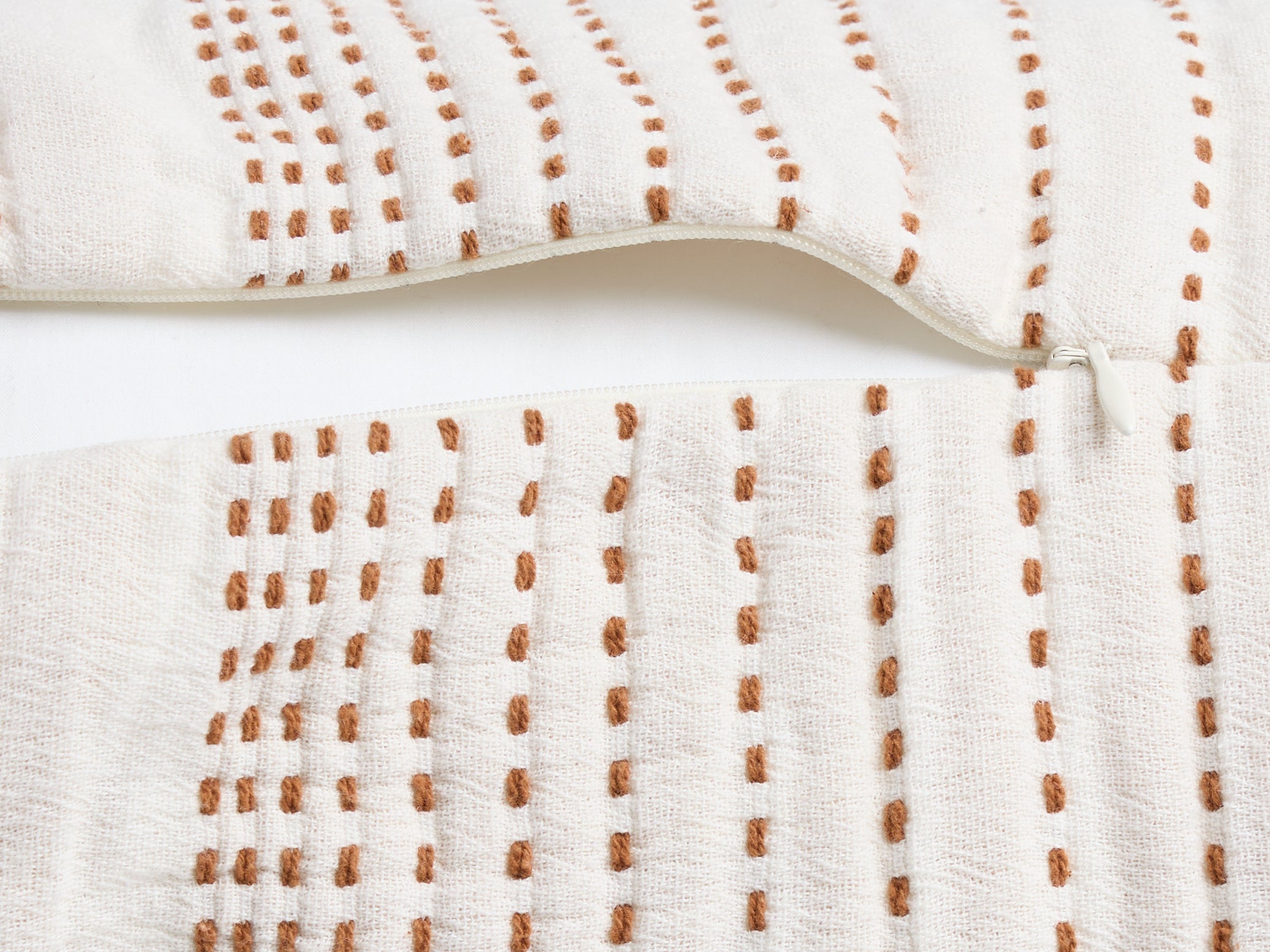 Hand Stitched Bolster Pillow Cover (Cream and Tobacco)