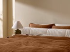 Hand Stitched Bolster Pillow Cover (Cream and Tobacco)