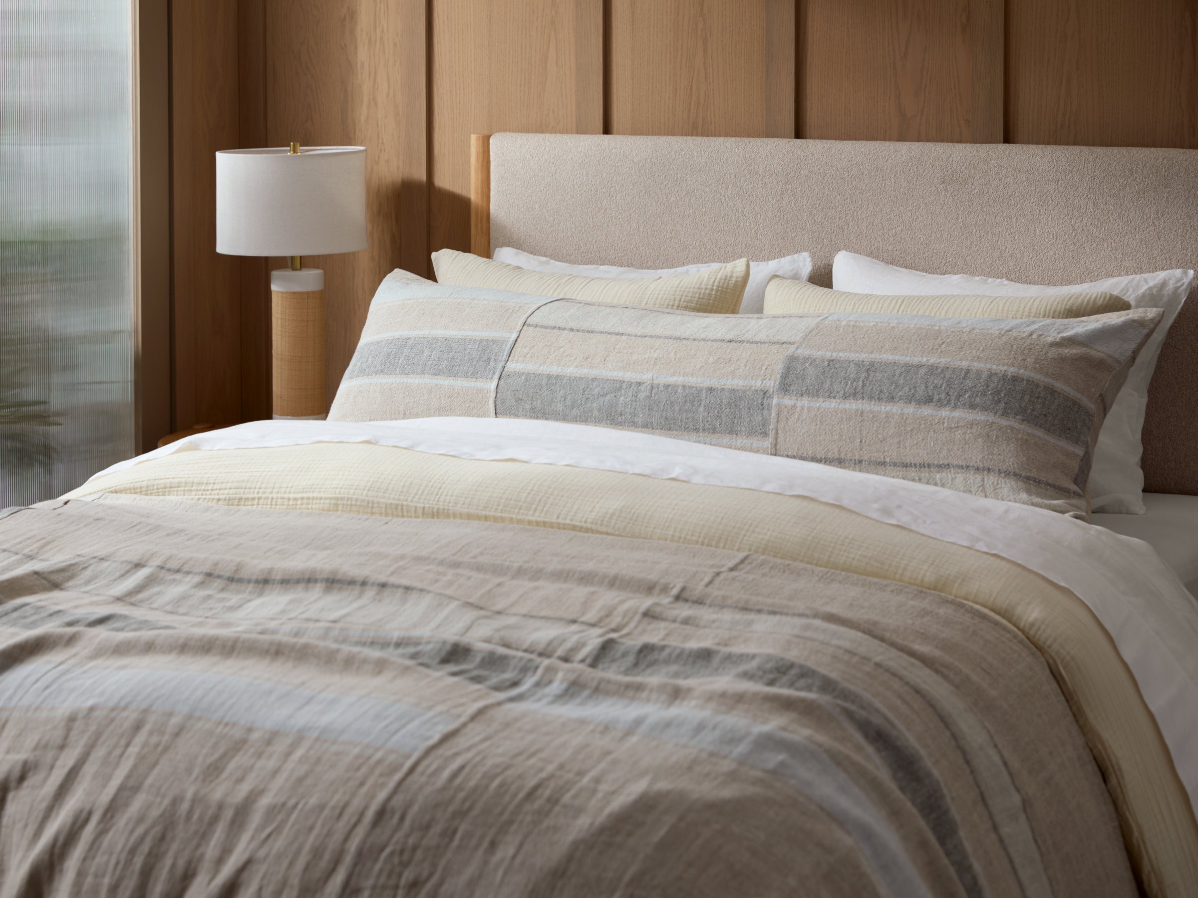 Heritage Linen Body Pillow Cover - FINAL SALE (Natural Stripe Cool)