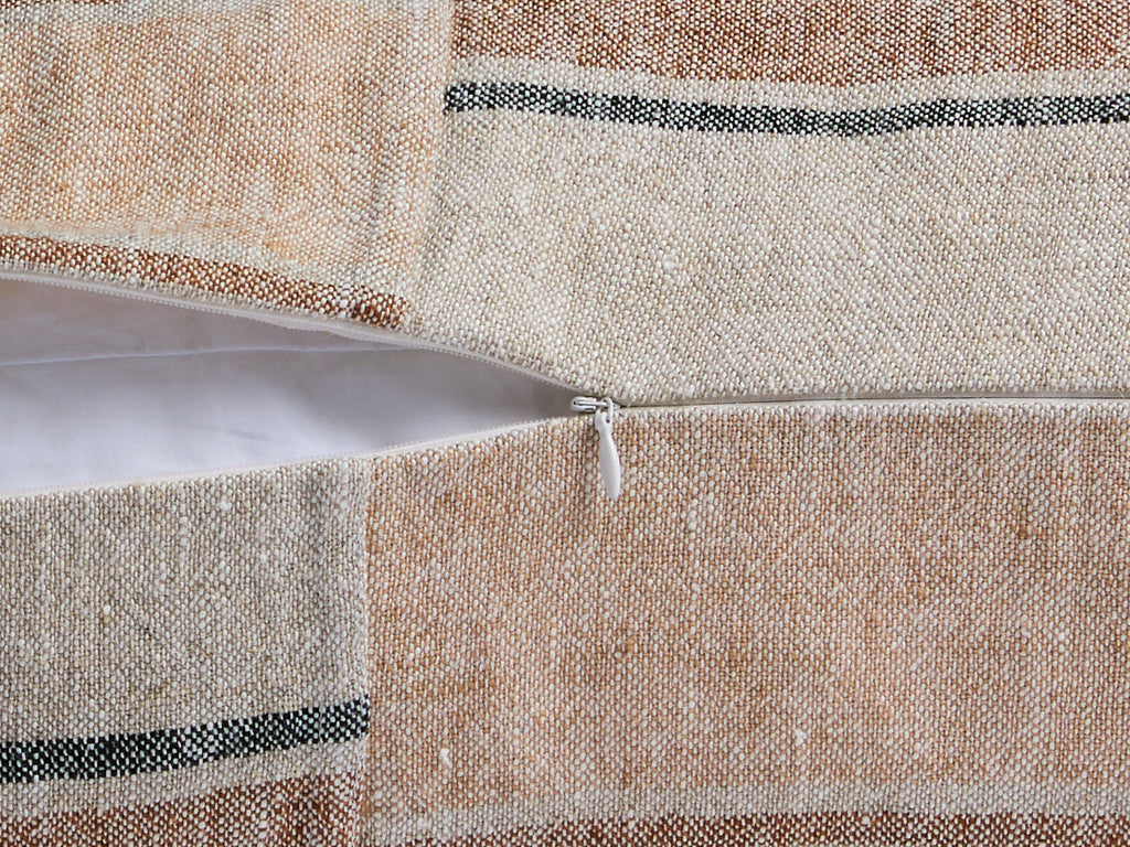 Heritage Linen Body Pillow Cover - FINAL SALE (Natural Stripe Warm)