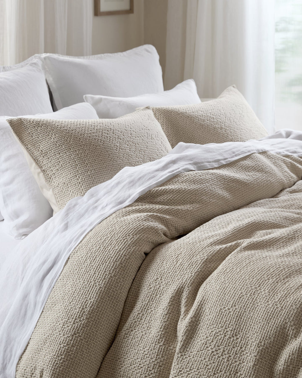 Lattice Cotton Duvet Cover (Bone)