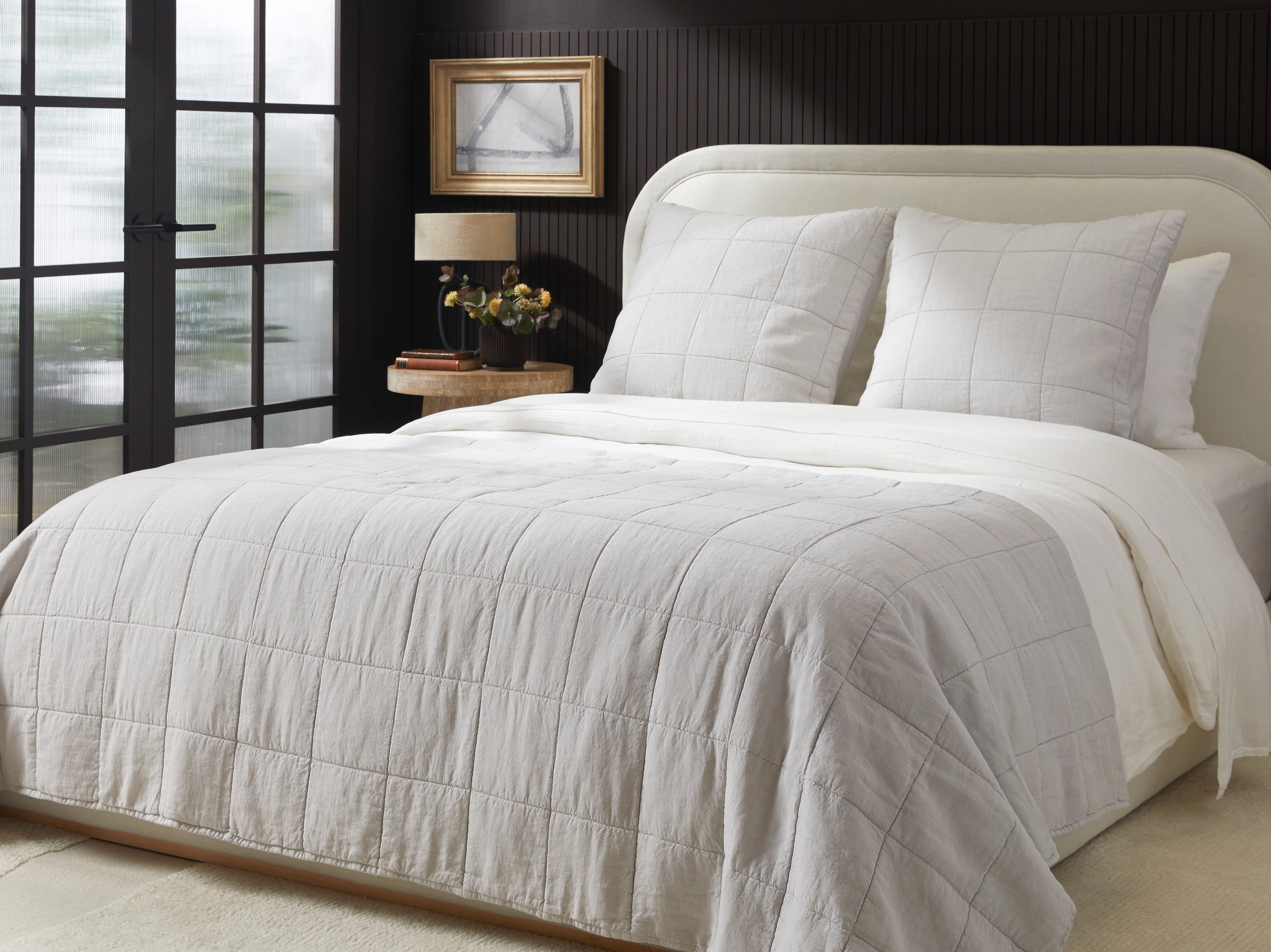Linen Box Quilted Euro Sham (Fog)