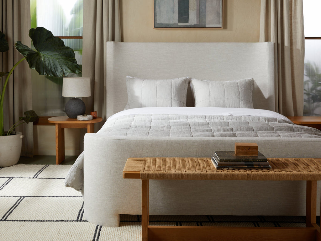 Linen Box Quilted Sham Set (Fog)