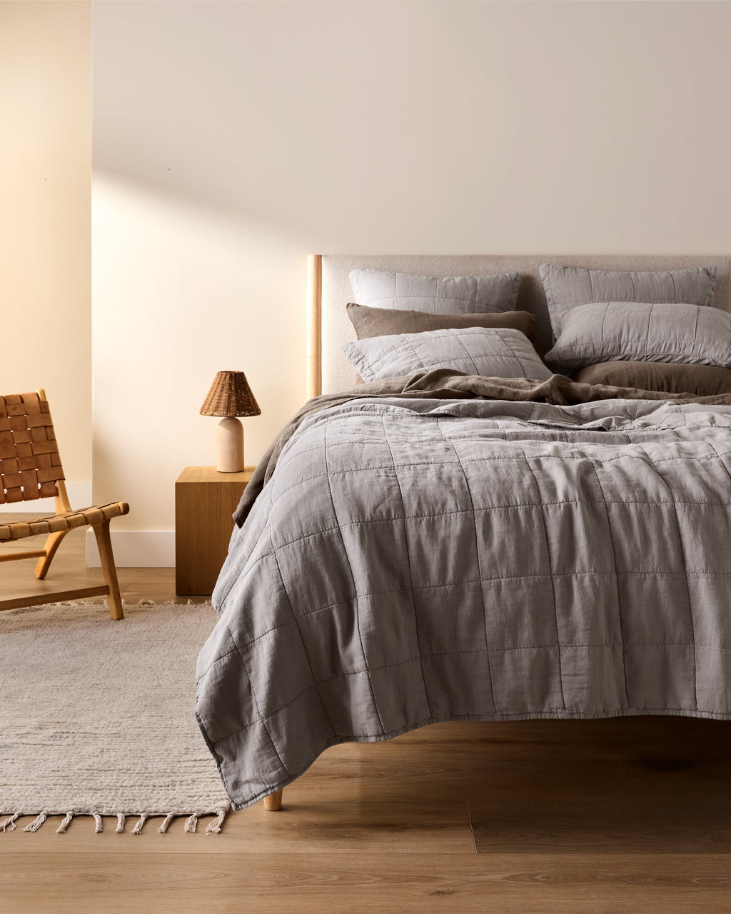 Linen Box Quilted Sham Set (Pebble)