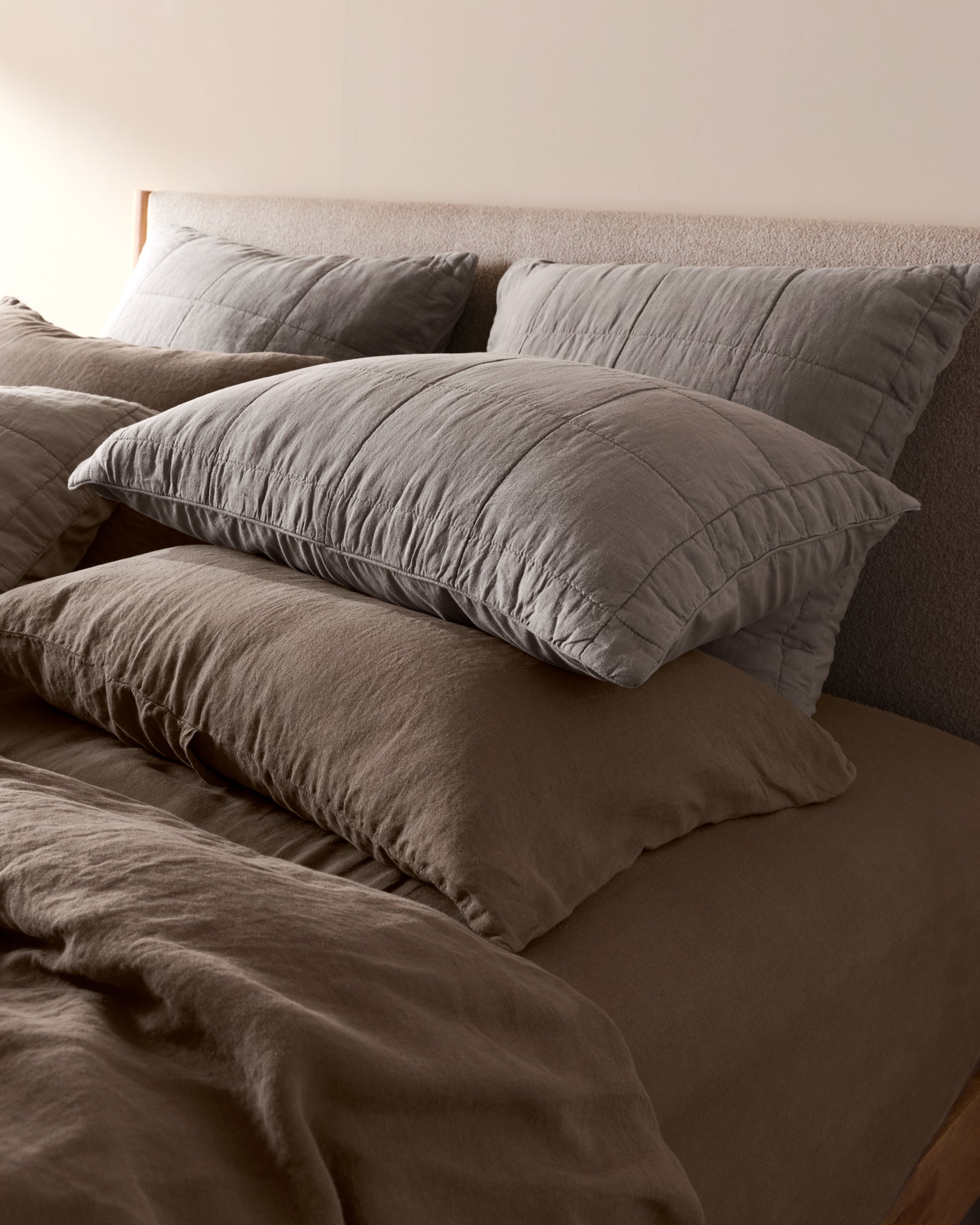 Linen Box Quilted Sham Set (Pebble)