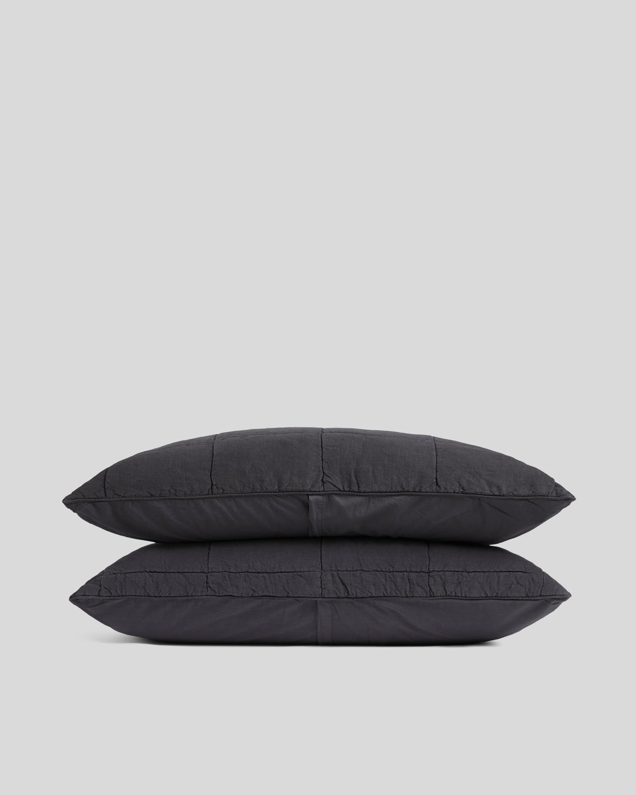 Linen Box Quilted Sham Set (Coal)
