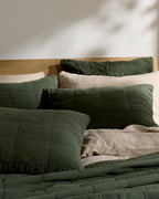 Linen Box Quilted Sham Set (Evergreen)