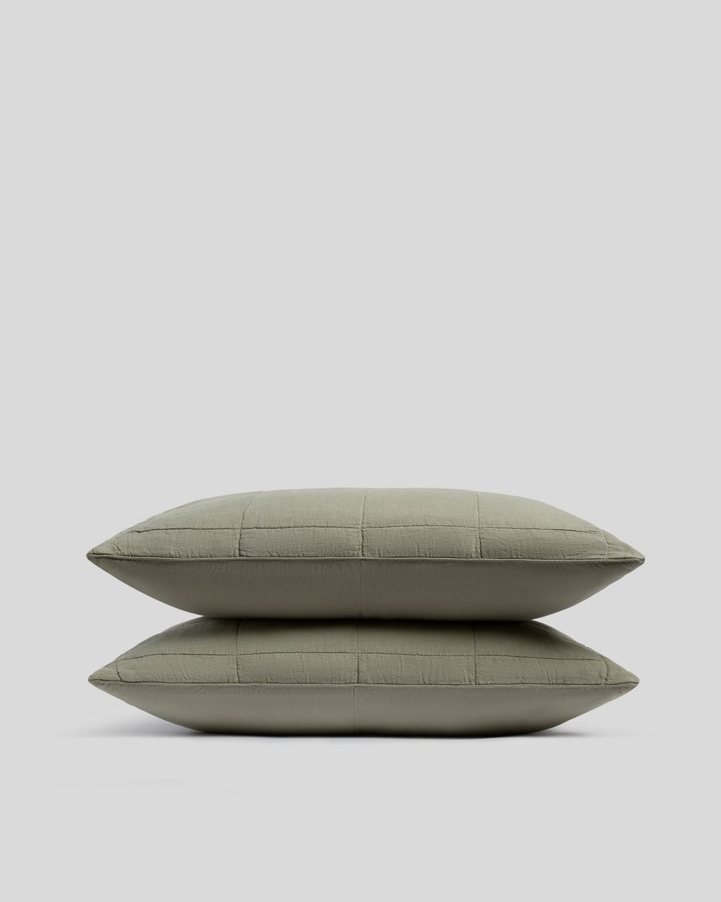 Linen Box Quilted Sham Set (Moss)