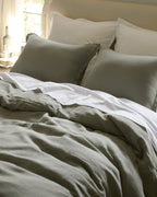 Linen Duvet Cover Set - Moss F/Q