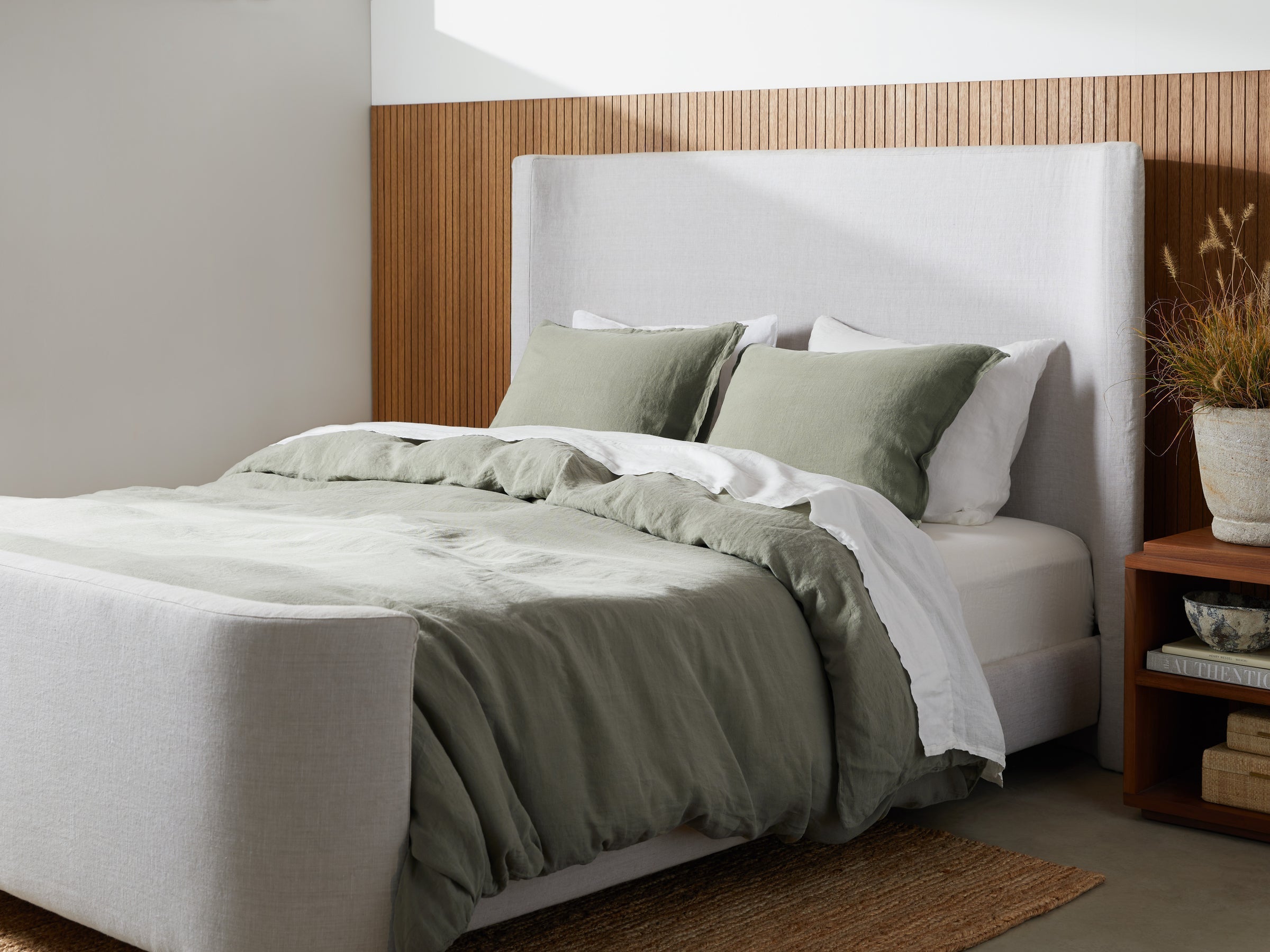 Linen Duvet Cover Set - Moss F/Q