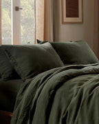 Linen Fitted Sheet (Evergreen)