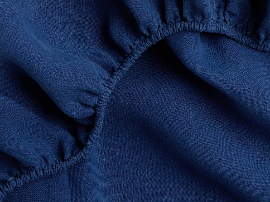 Linen Fitted Sheet - FINAL SALE (Cobalt)