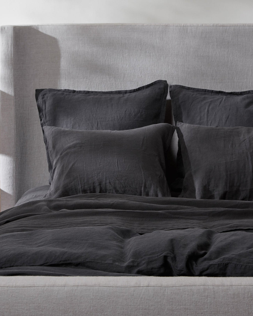 Linen Duvet Cover Set - Coal F/Q
