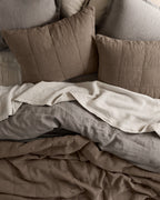 Linen Box Quilted Sham Set (Warm Grey)