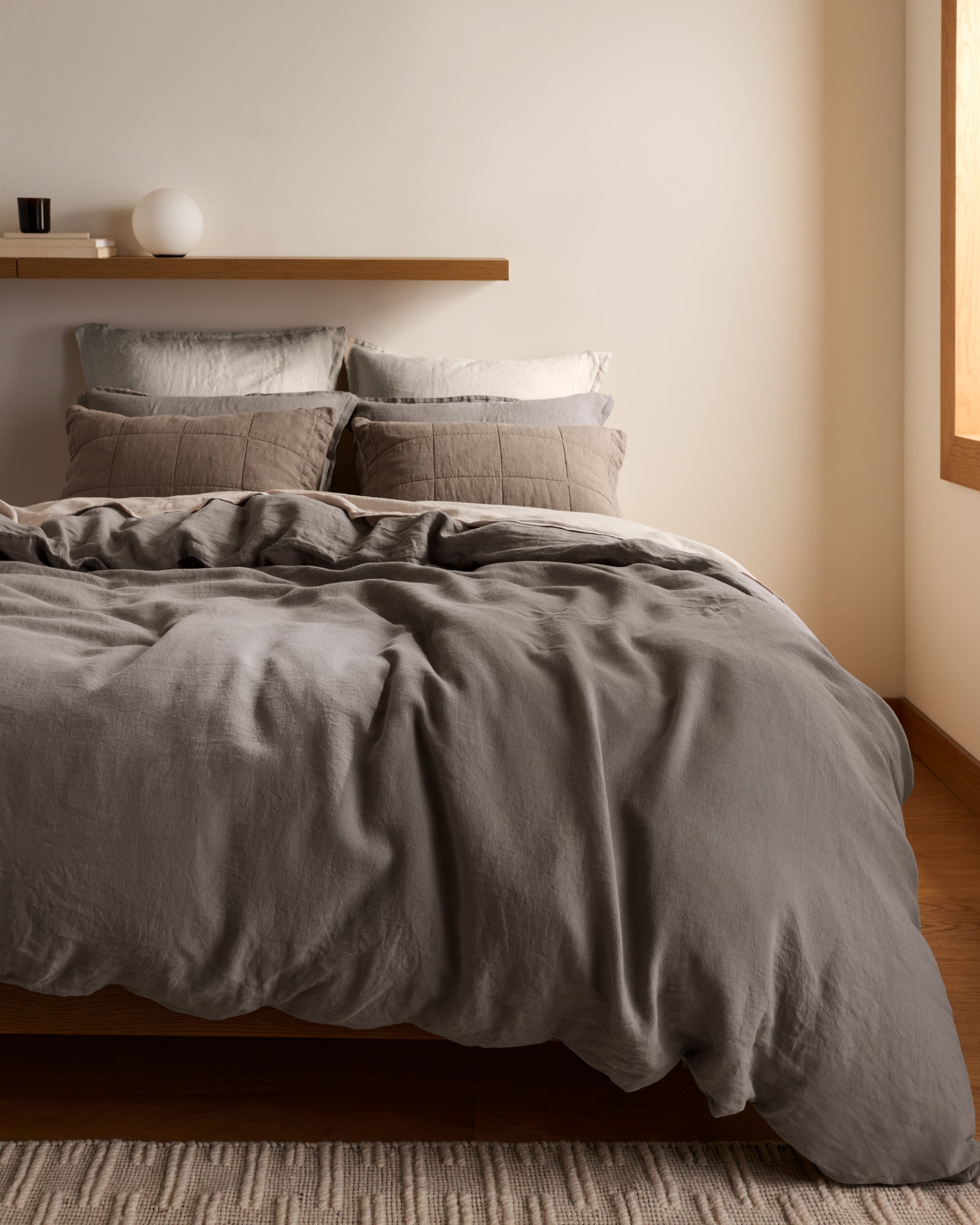 Linen Duvet Cover Set - Pebble F/Q