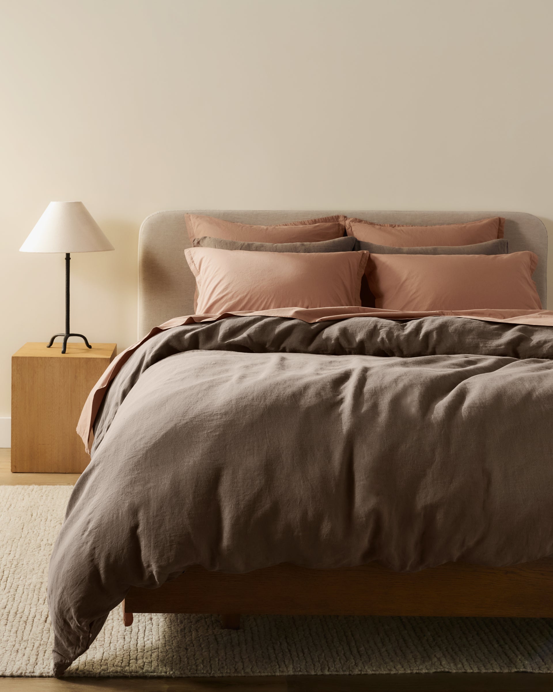 Linen Duvet Cover Set - Warm Grey F/Q