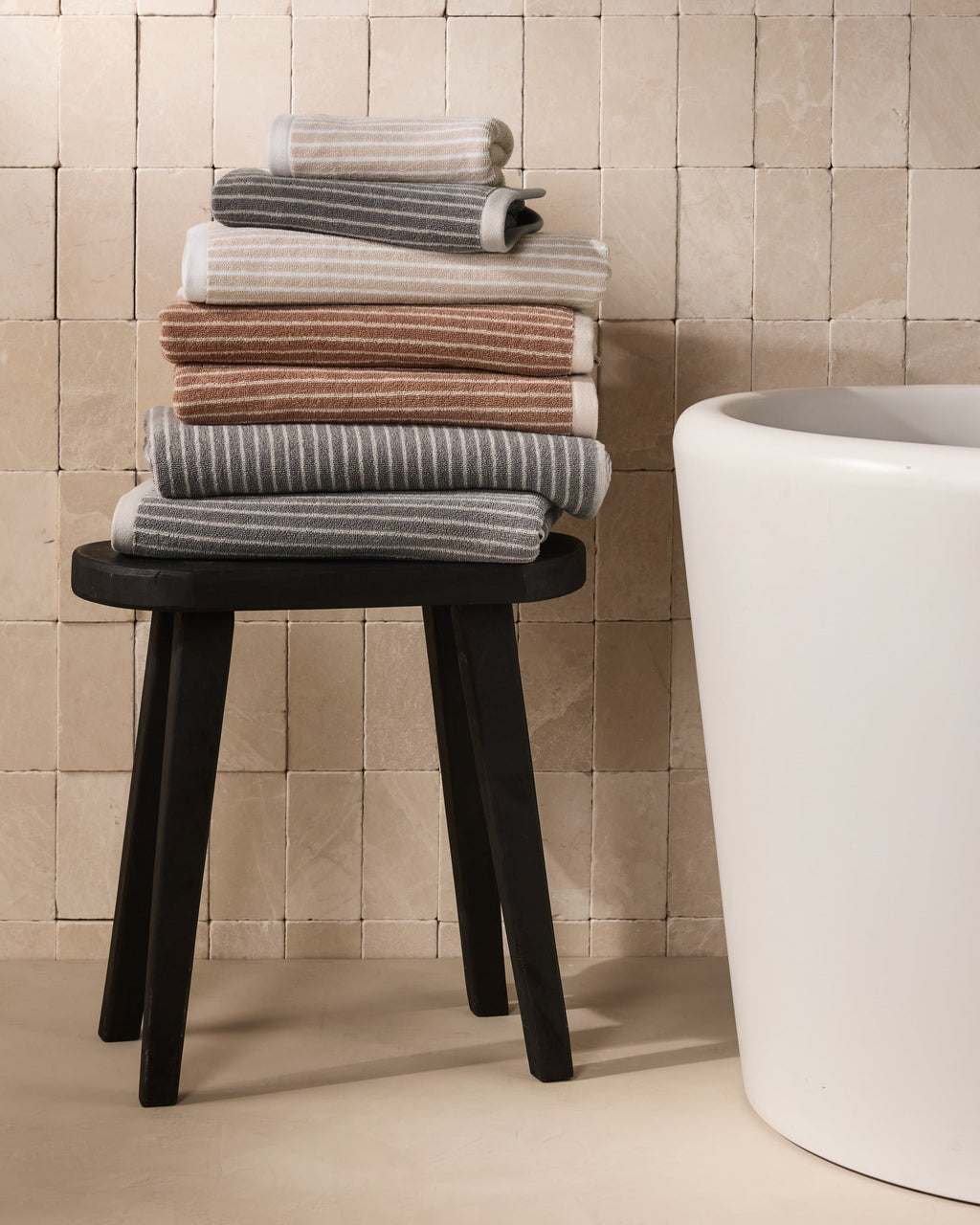 2+2 Pinstripe Bath Bundle -Adobe and Alabaster