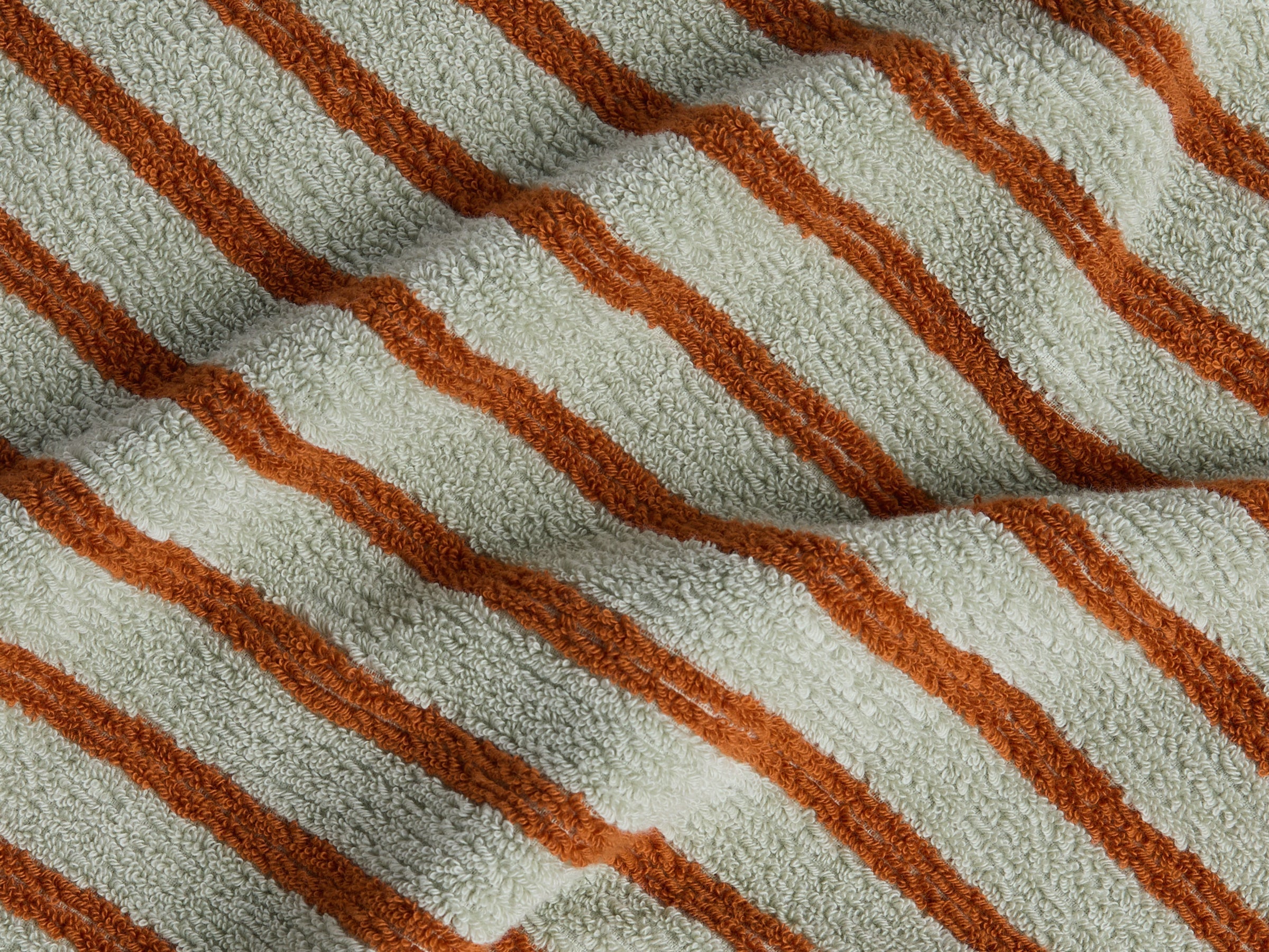 4+4 Organic Resort Stripe Bath Bundle -  Sage with Russet