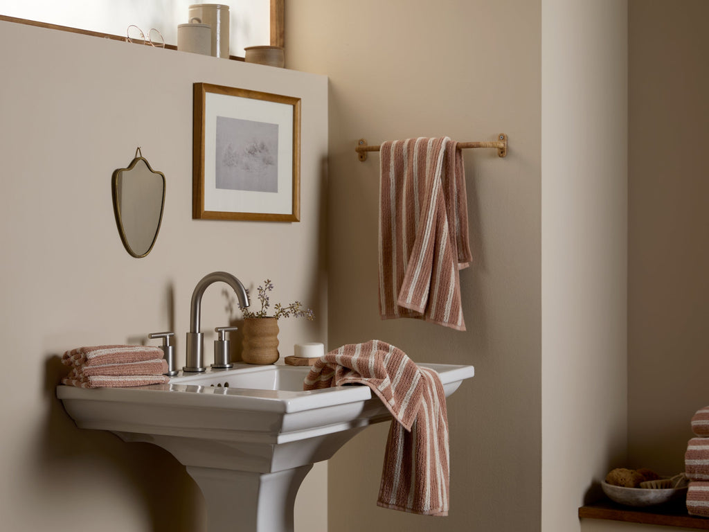 4+4 Organic Resort Stripe Bath Bundle -  Adobe with Butter